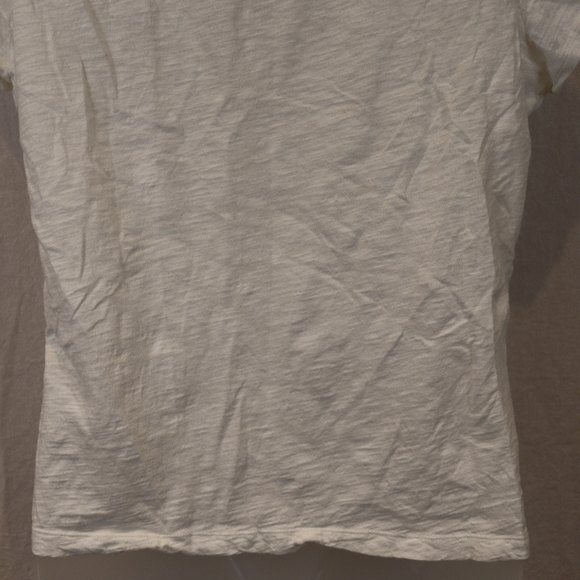 Talbots White Beaded Collar V Neck Cotton Embroidered TShirt Top L - Picture 10 of 12